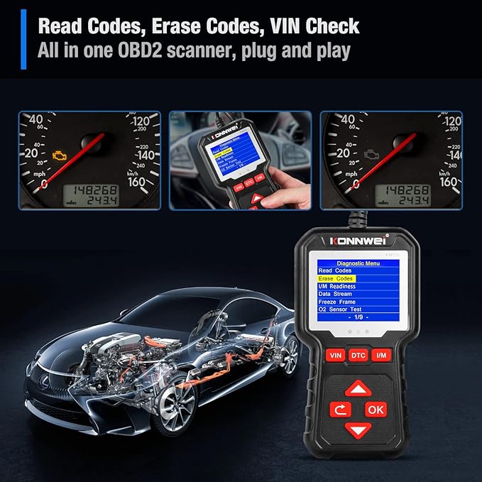 KONNWEI KW320 Car OBD2 Scanner Professional Code Reader Engine Fault Code