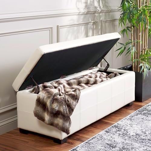 Safavieh Hudson Collection NoHo Tufted Brown Leather Large Storage Bench