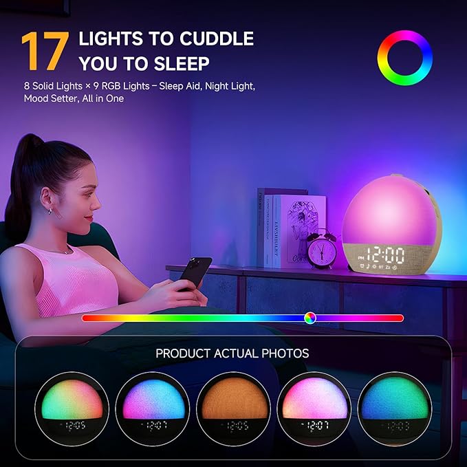 Geuuap Sunrise Alarm Clock White Noise Sound Machine