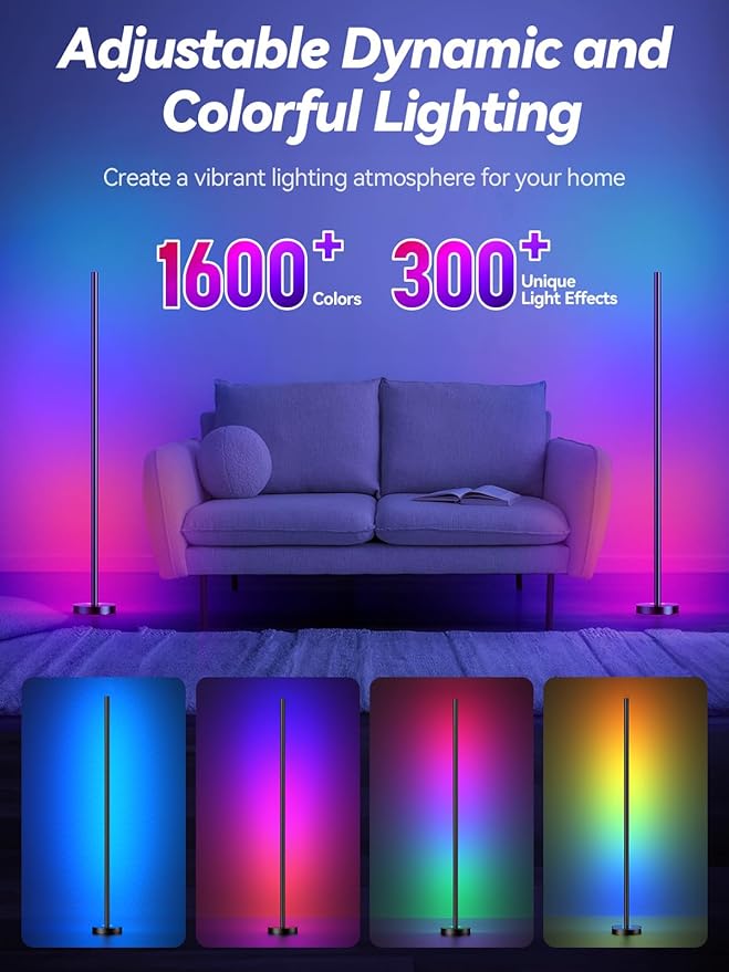 Corner Floor Lamp, 2 Pack LED Corner Lamp