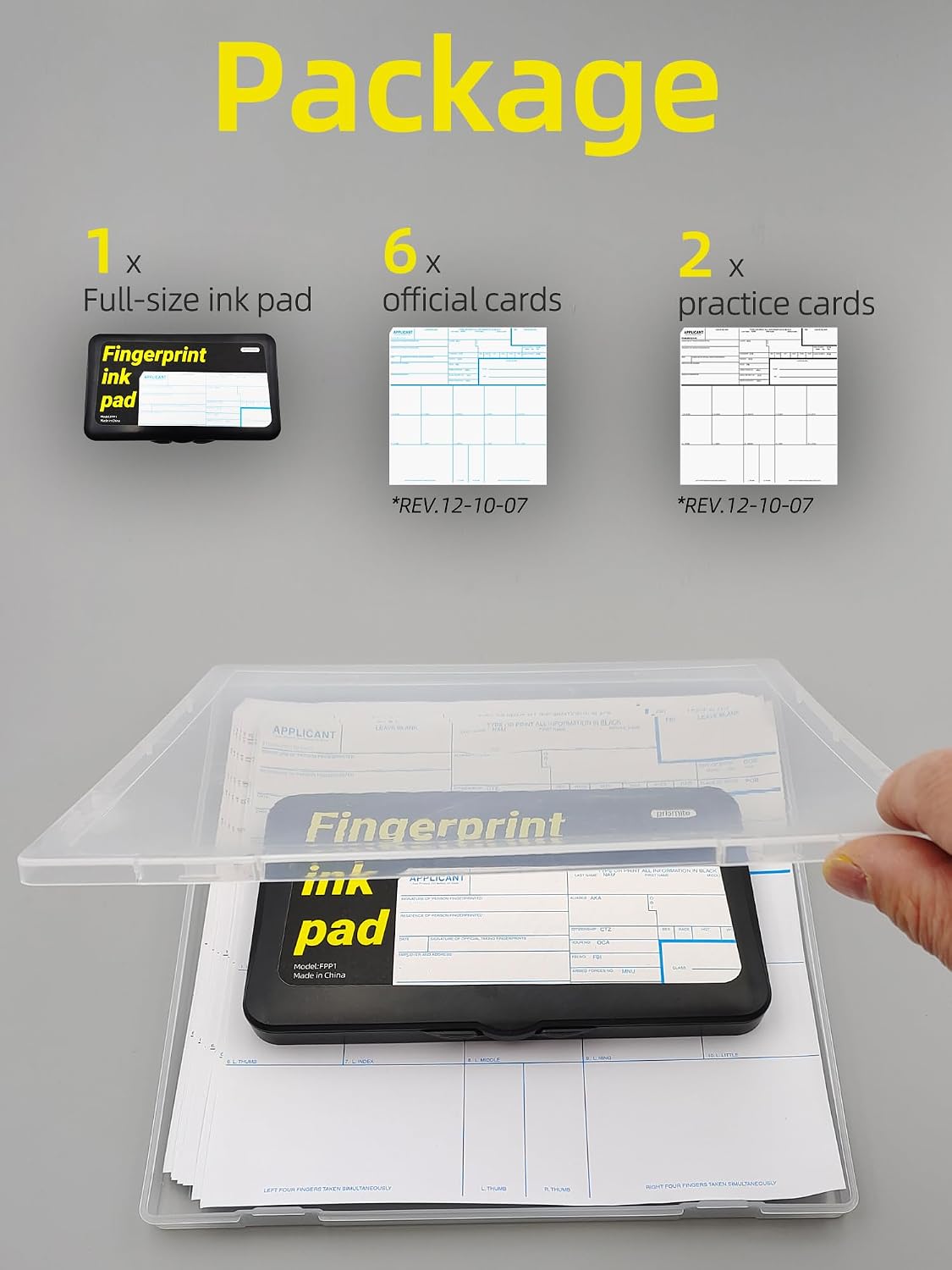 prismite fingerprint kit with large fingerprint ink pad, close-up detail