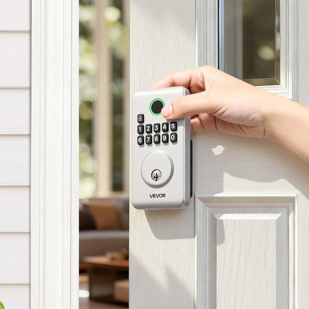 VEVOR Keyless Entry Door Lock, Electronic Deadbolt with Customizable User Codes, Pioneering Easy-Grip Design, Keyed Entry, Auto Lock, Anti-Peeking Password, Backlit Keypad, for Home, Apartment, Silver