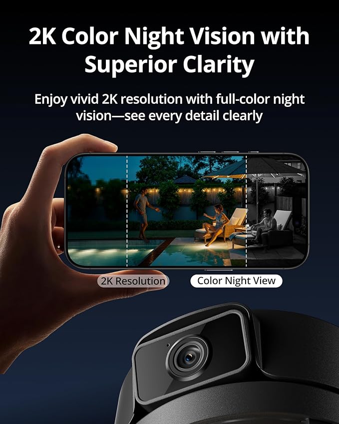 Jarnex Outdoor Porch Light Camera, 2K Wi-Fi Security Cam