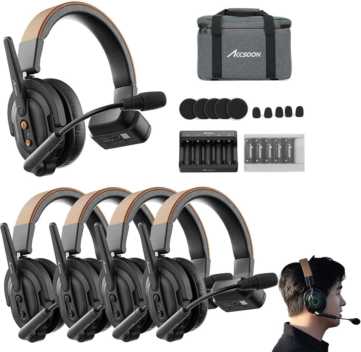 Accsoon Como SE Wireless Headset Intercom System 5-Person Full Duplex 1312ft