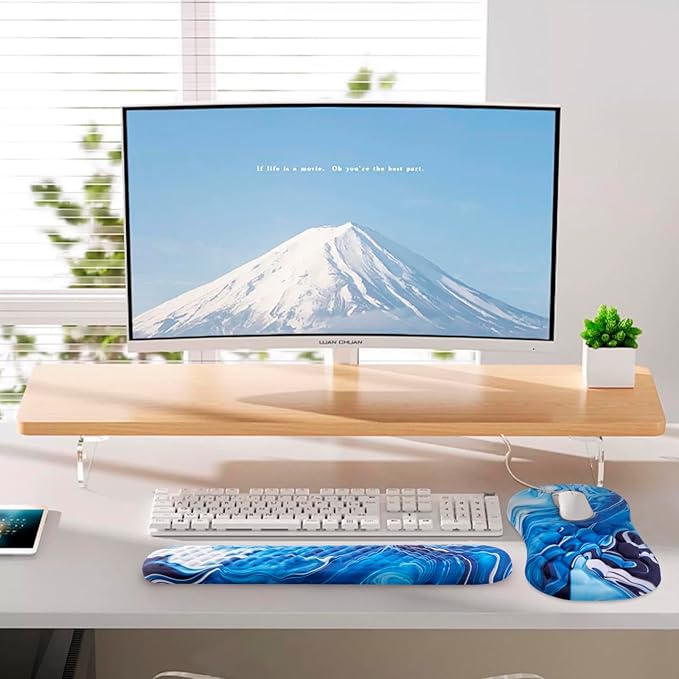 Mouse Pad Wrist Support, Laokiiy 2 in1 Keyboard Wrist Rest+ Ergonomic Mouse Pad