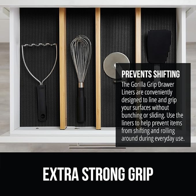 GORILLA GRIP powerGRIP Drawer Shelf and Cabinet Liner, Thick Strong Hold