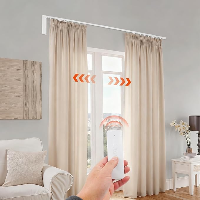 Lemoeyes Electric Curtain Track, Retractable Motorized Curtains Rod within 7.2ft