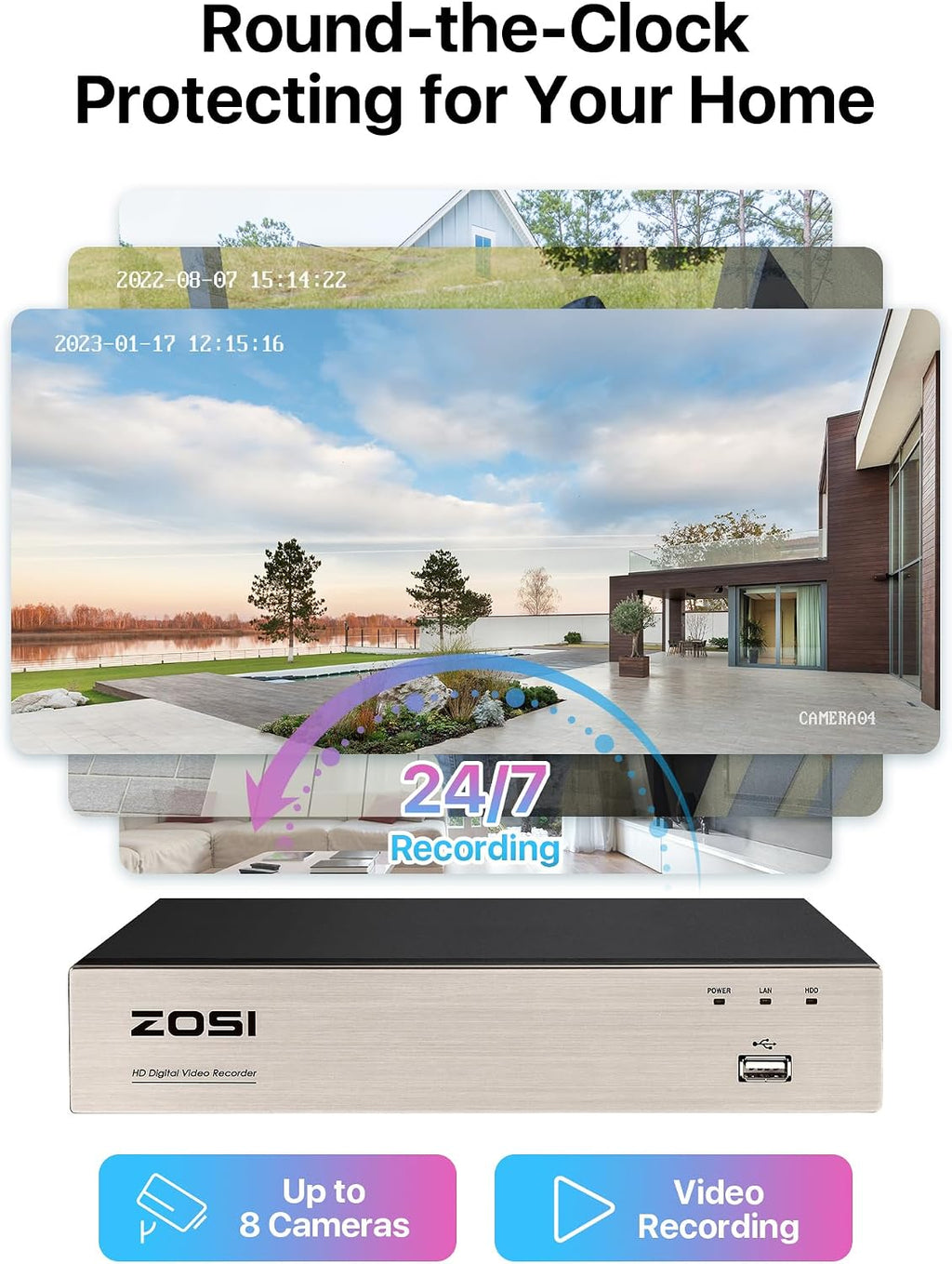 ZOSI 3K Lite Wired Security Camera System, 4 X 2MP Cameras, 1TB HDD