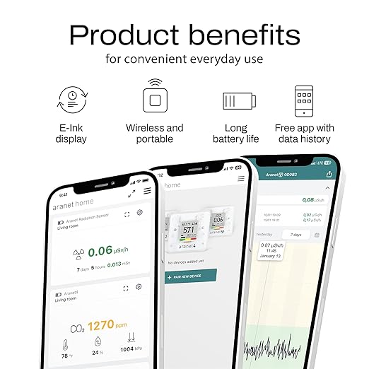SAF Aranet4 Home: Wireless Indoor Air Quality Monitor