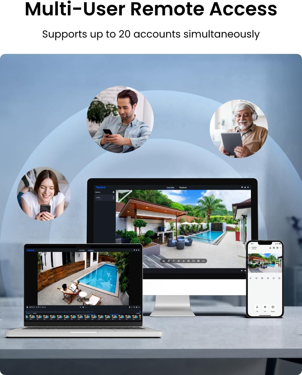 reolink lumus 2k 4mp security camera outdoor, plug-in on a desk or shelf