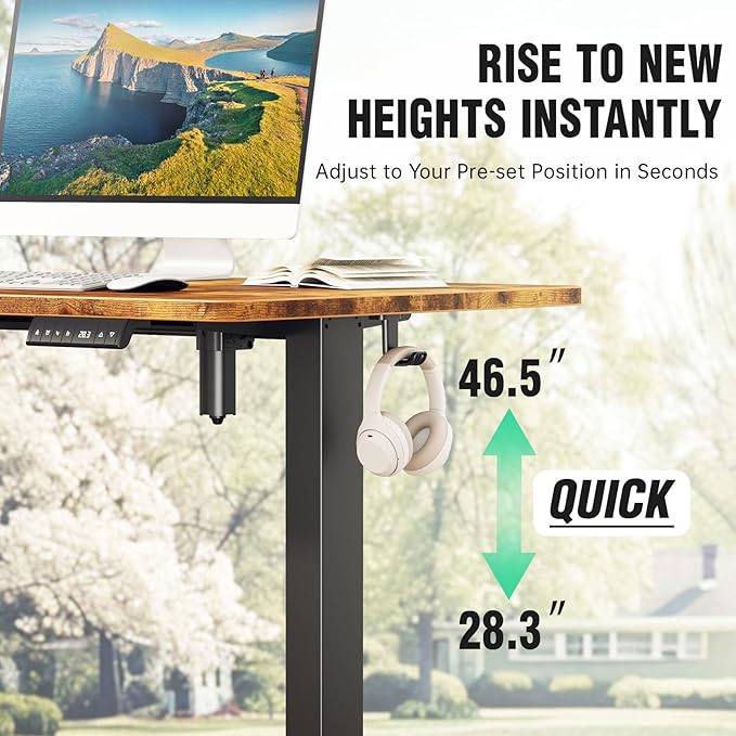Veken 47.2" Standing Desk, Adjustable Height Office Desk