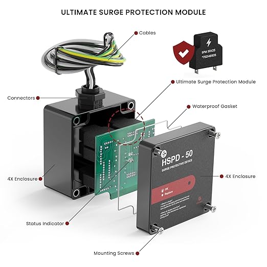 HSPD Square Whole Home Surge Protective Device, Type 1 SPD, Whole House Surge