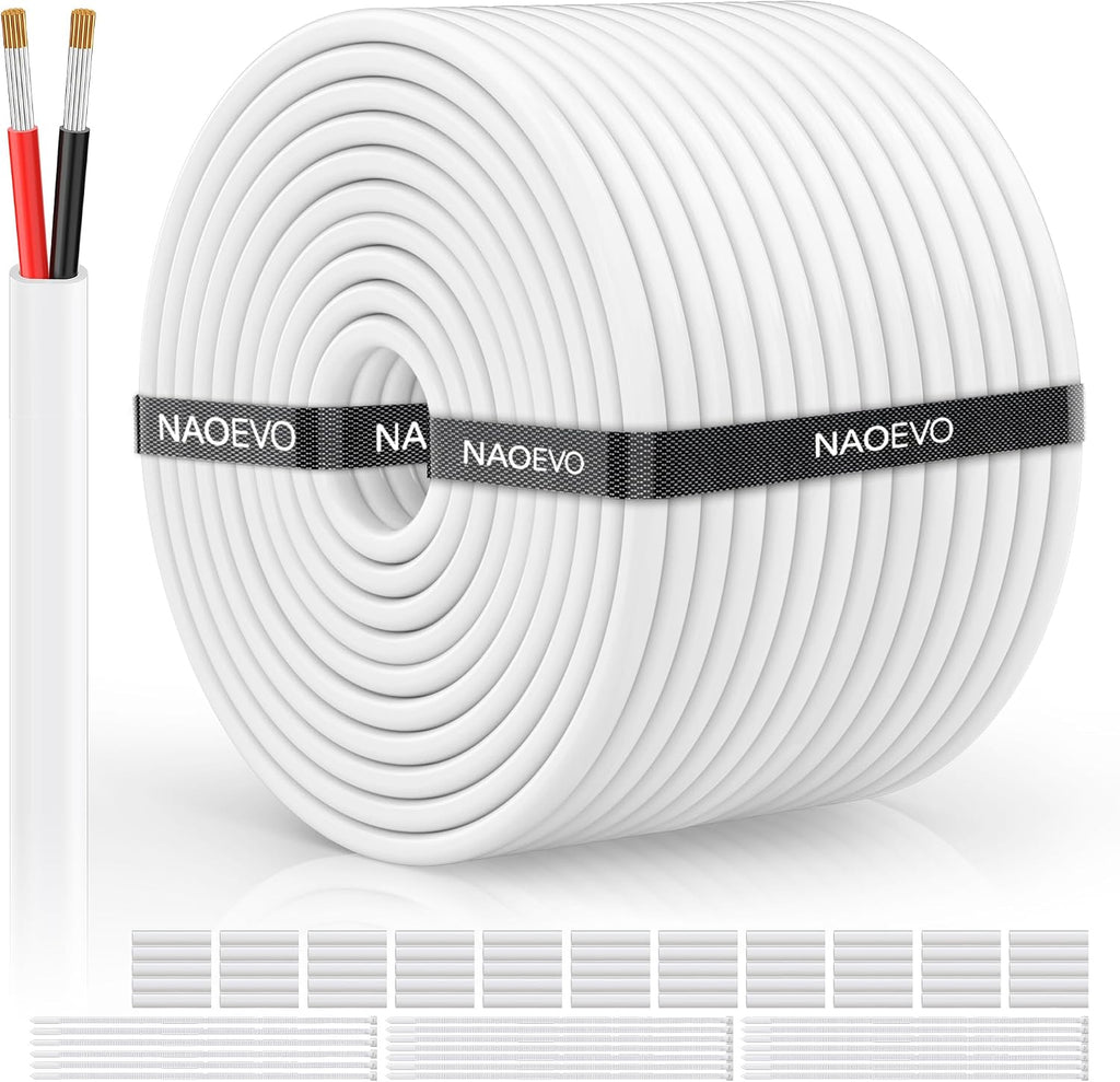 NAOVEO 14 Gauge Wire 2 Conductor Electrical Wire, 14 AWG Stranded PVC Tinned