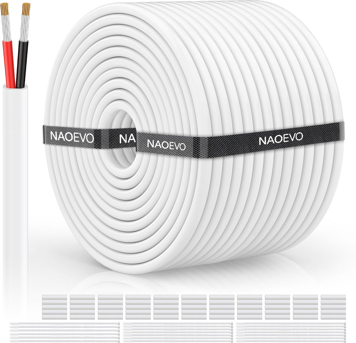 NAOVEO 14 Gauge Wire 2 Conductor Electrical Wire, 14 AWG Stranded PVC Tinned