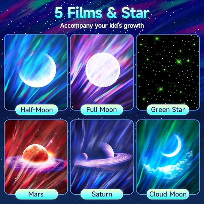 Northern Galaxy Light Projector, 300+Modes & 5 Films Star Projector, 15 White