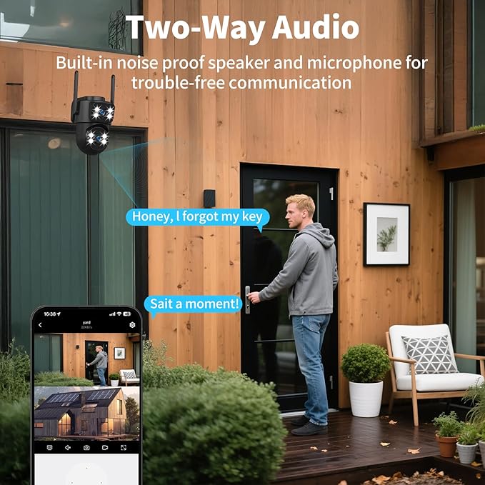 dzcctvipc 2K Dual-Lens WiFi Home Security Camera, Indoor/Outdoor Use, 360°