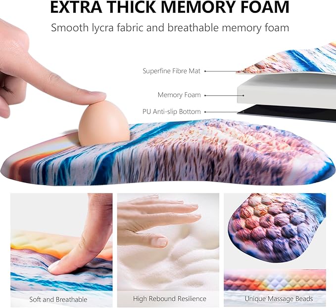 Mouse Pad Wrist Support, Laokiiy 2 in1 Keyboard Wrist Rest+ Ergonomic Mouse Pad