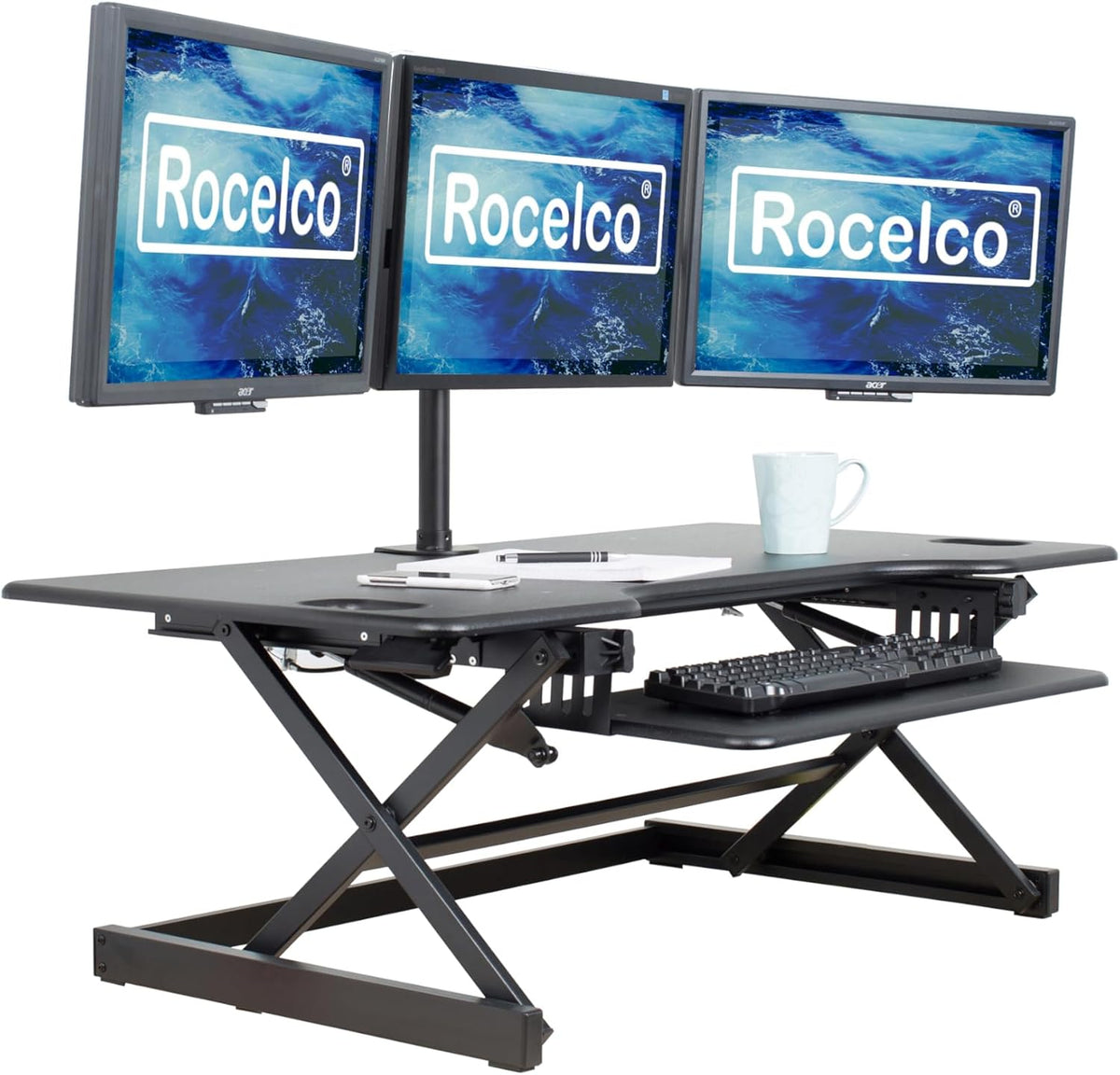 Rocelco 46" Large Height Adjustable Standing Desk Converter
