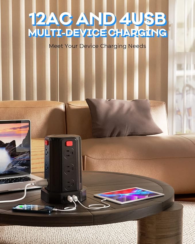 Power Strip Surge Protector, 10 Ft Extension Cord