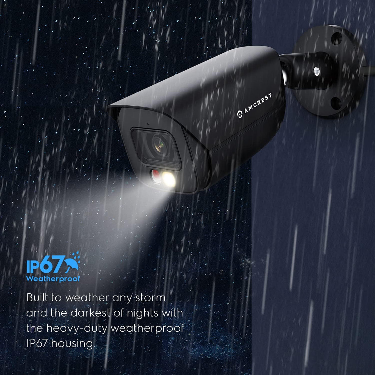 amcrest 5mp ip poe ai camera w/ 49ft on a desk or shelf