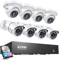 ZOSI 4K PoE Security Camera System, 8pcs 5MP Metal Cameras with 2TB HDD