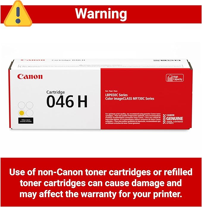 Canon Genuine 046 Yellow Toner Cartridge High Capacity Compatible
