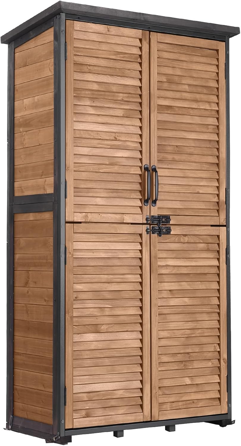 gutinneen outdoor storage cabinet upgraded with metal frame shown in use