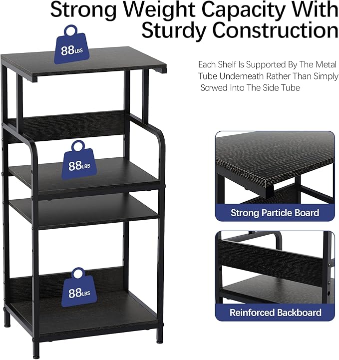 Arbuxzuy 4 Tier Stand with Storage Shelf, Tall Mobile Printer Table