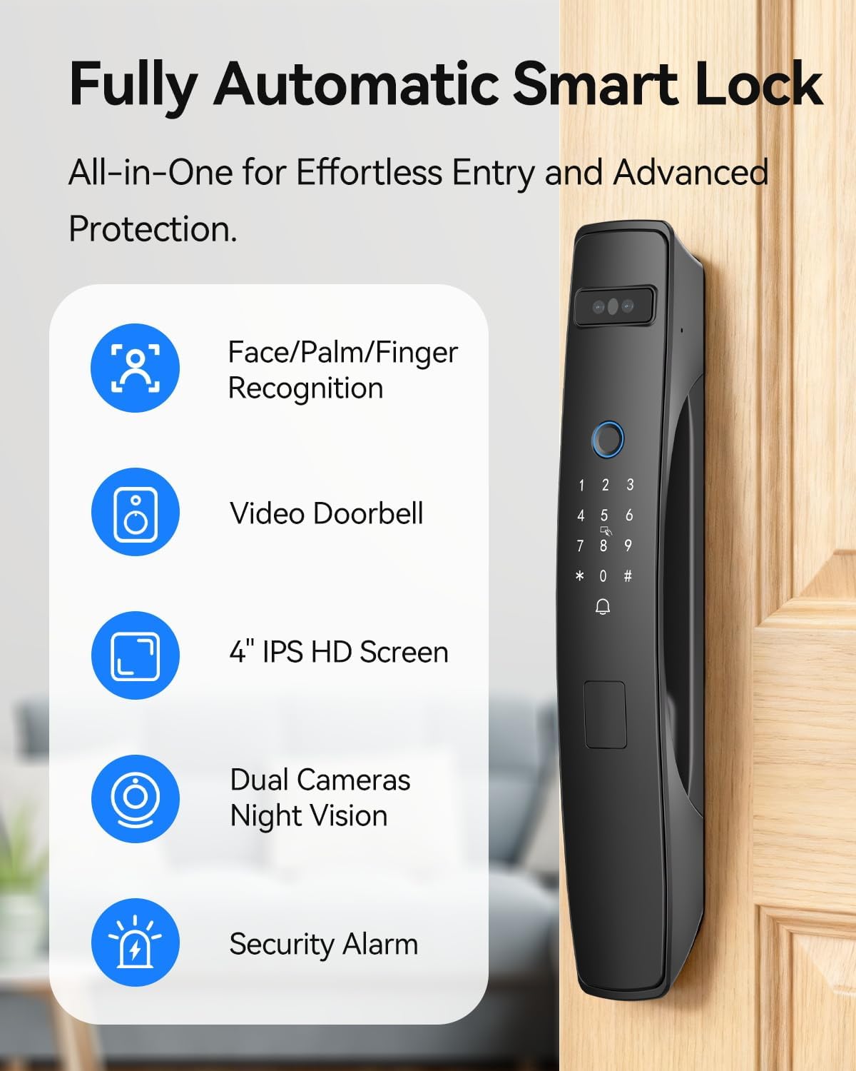 3D Face Recognition Smart Lock with Dual Cameras & Doorbell