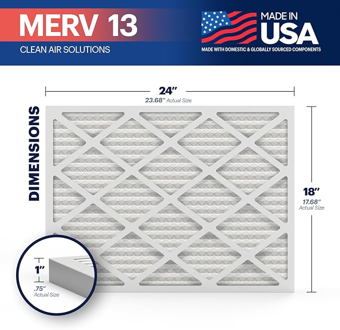BNX TruFilter 18x24x1 Air Filter MERV 13 (6 Pack)