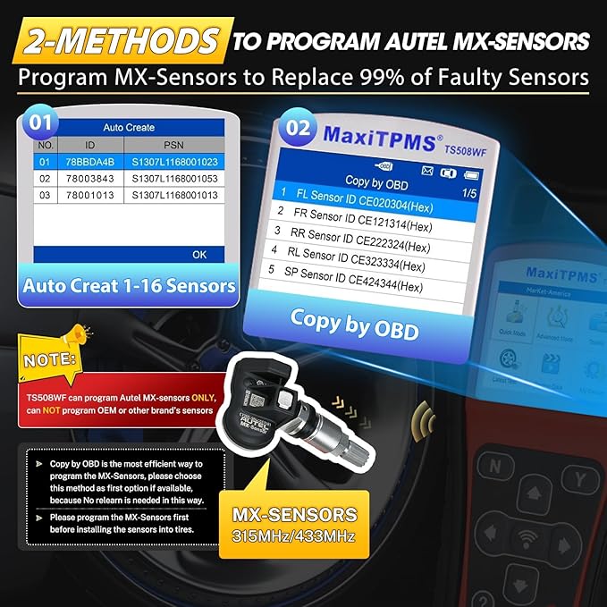 2026 Autel MaxiTPMS TS508WF KIT TPMS Programming Tool, WiFi Ver. of TS508K (4PCS)