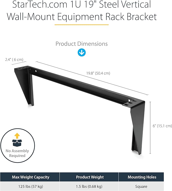 StarTech.com 1U Wall Mount Patch Panel Bracket – 19 in – Steel