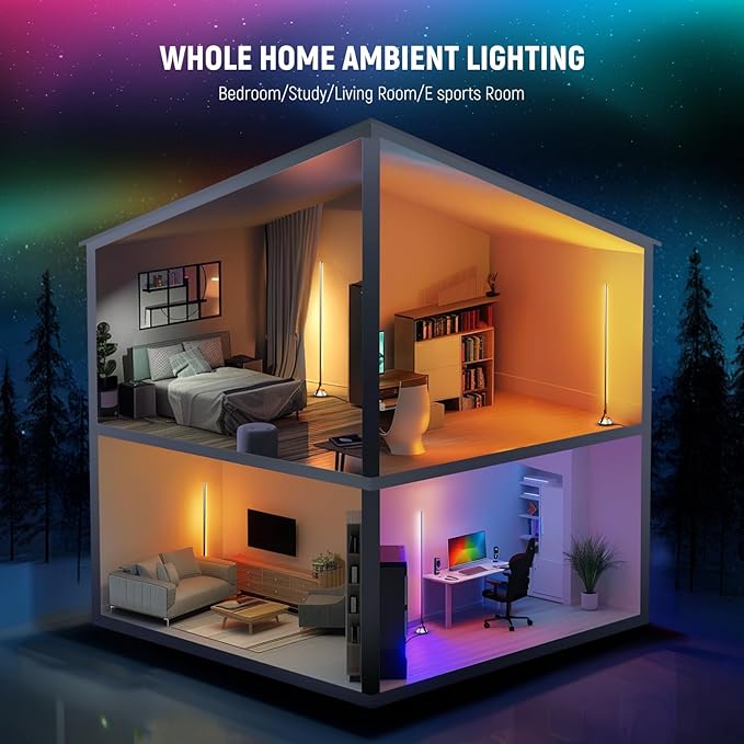 NEEWER Smart RGBW Floor Lamp, 1500lm LED Standing Corner Light Compatible