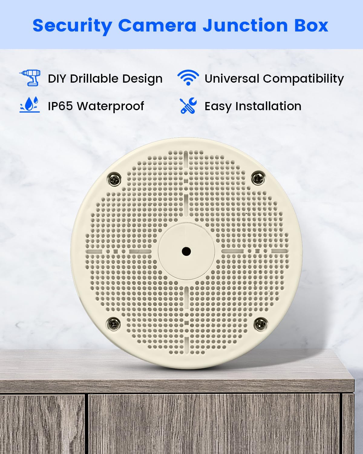 universal security camera junction boxes, hide cable concealment, close-up detail