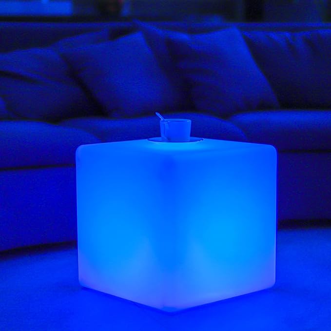 LOFTEK 20-inch LED Lighted Cube Table, Large Cube Chair Light, 16 RGB Colors