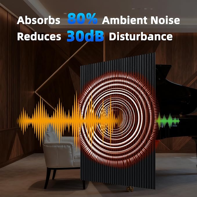 Art3d 4-Piece 94 x 12.6 Inch Acoustic Lightweight Slat Wall Panel