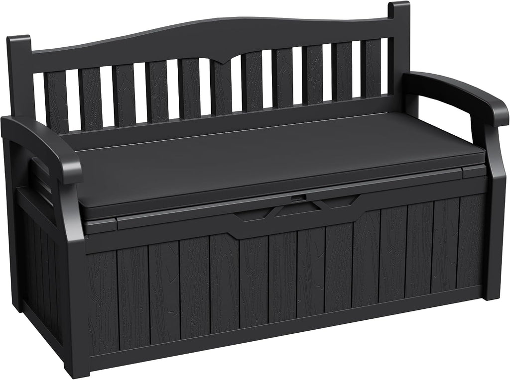 Greesum 80 Gallon Outdoor Storage Bench Deck Box,Black