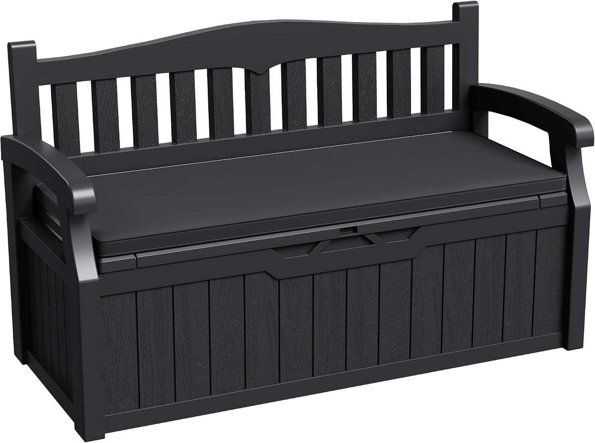 Greesum 80 Gallon Outdoor Storage Bench Deck Box,Black