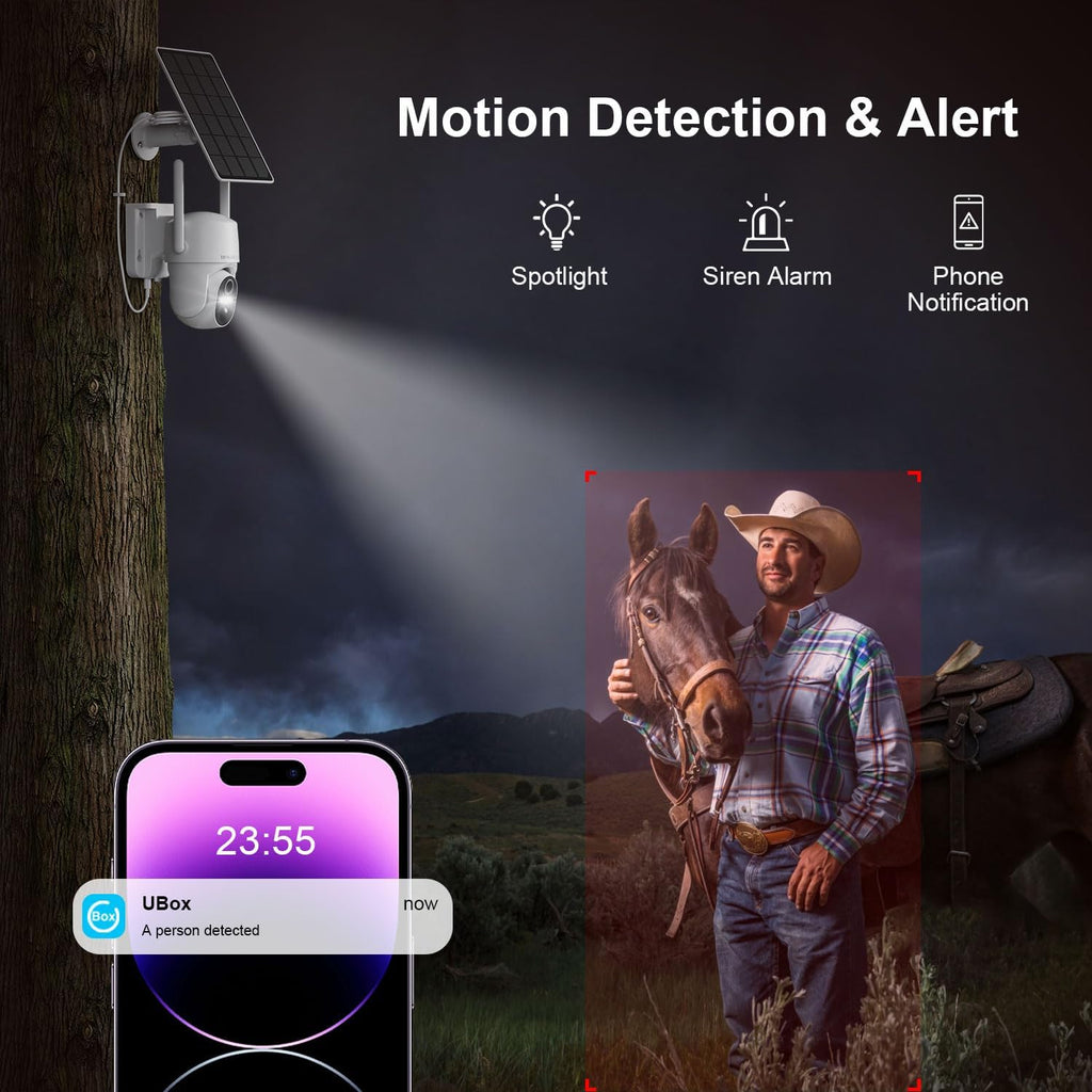 4g lte cellular solar security camera wireless outdoor, side view