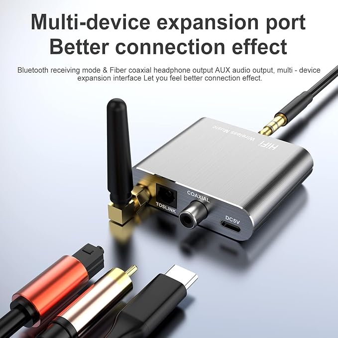 Bluetooth 5.2 Receiver Adapter for Old Home Stereo Receiver Speakers, Wireless