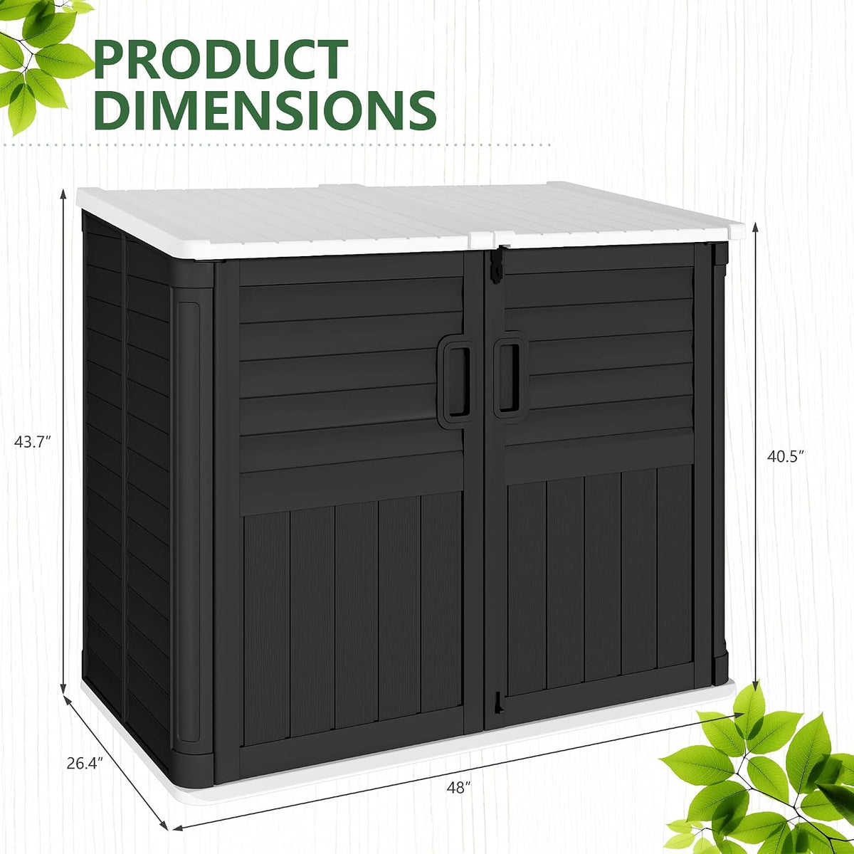 greesum outdoor trash can storage shed, 34 cu.ft, side view