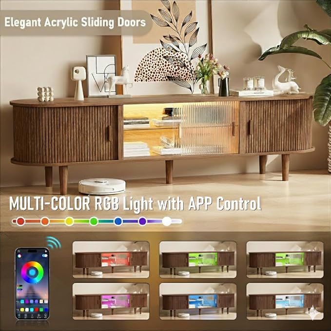 70" Fluted TV Stand with LED Lights
