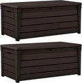 Keter Brightwood Outdoor Storage Deck Box, 120 Gallon, Brown, 2-Pack