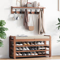 39.4" Shoe Rack Bench with Coat Rack 3-Tier, Entryway Storage Bench