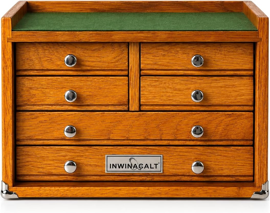 6-Drawer Desktop Chest, Machinist-Inspired Wood Tool Storage