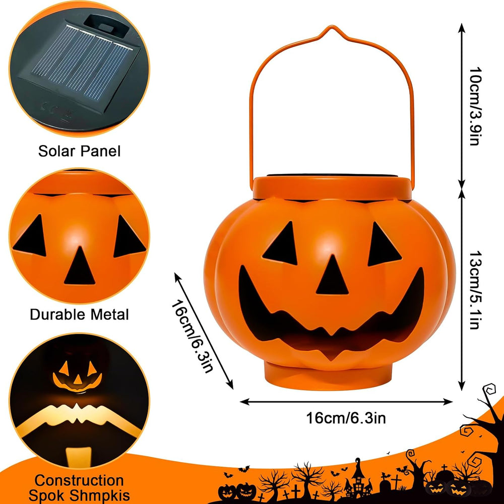 BRIGHTDECK Halloween Pumpkin Solar Lanterns 2 Pack, Jack O Lantern Pumpkin Li...