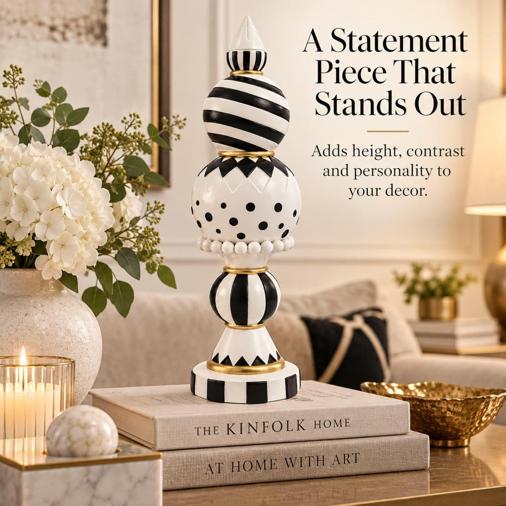 Black and White Checkered Halloween Table Centerpiece Home Decor