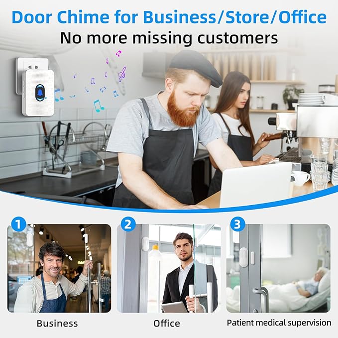 Wireless Door Chime, Daytech Door Sensor Alarm