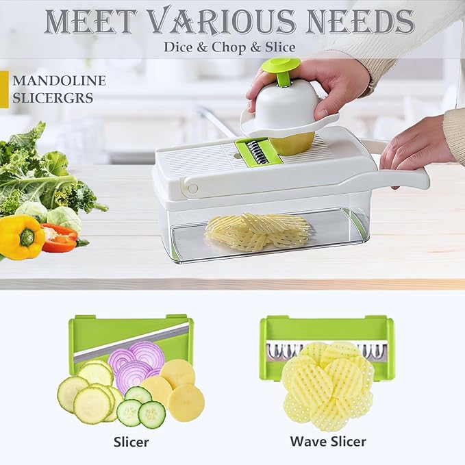 Pro-Series 20-in-1 Vegetable Chopper, Dewpeton Mandoline Slicer, Veggie Chopper