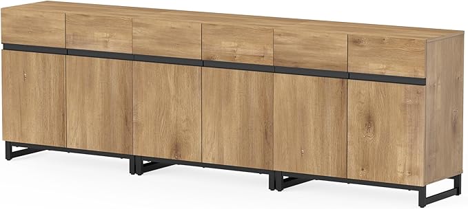 WAMPAT Modern TV Stand for TVs up to 110 inch, 3 in 1 Wood Entertainment Center